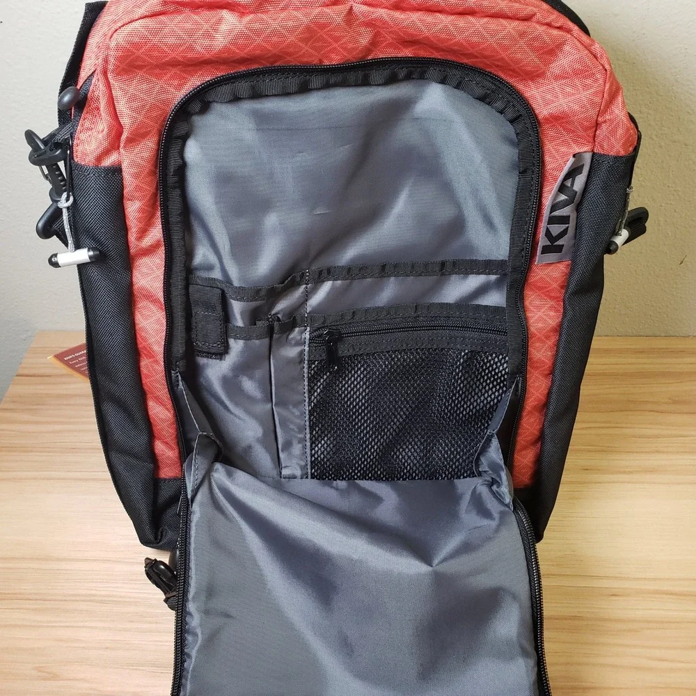 Kiva Tour Collection Vertical Brief Case Red Black Nylon Travel Work Bag NWT